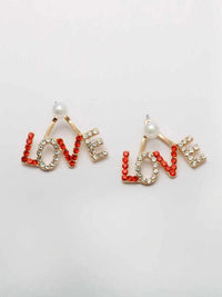 FASHION GOLD & SILVER LOVE PENDANT EARRINGS