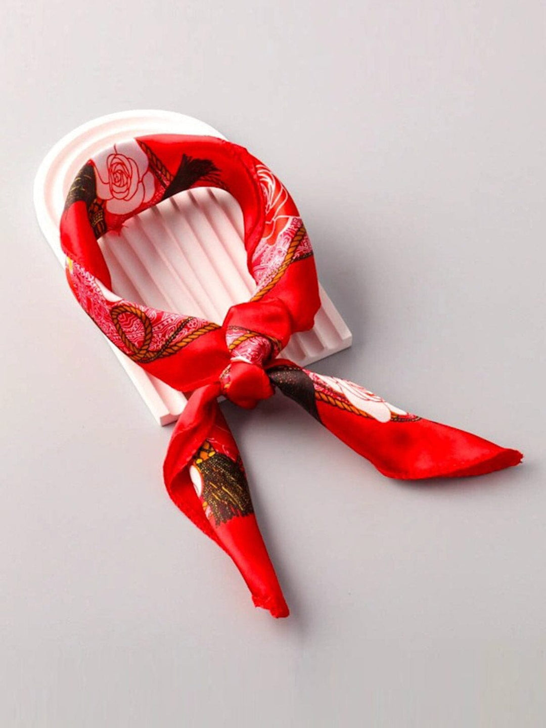 FASHION MULTIPLE USE ASSORTED COLORS FLORAL SATIN SCARFS