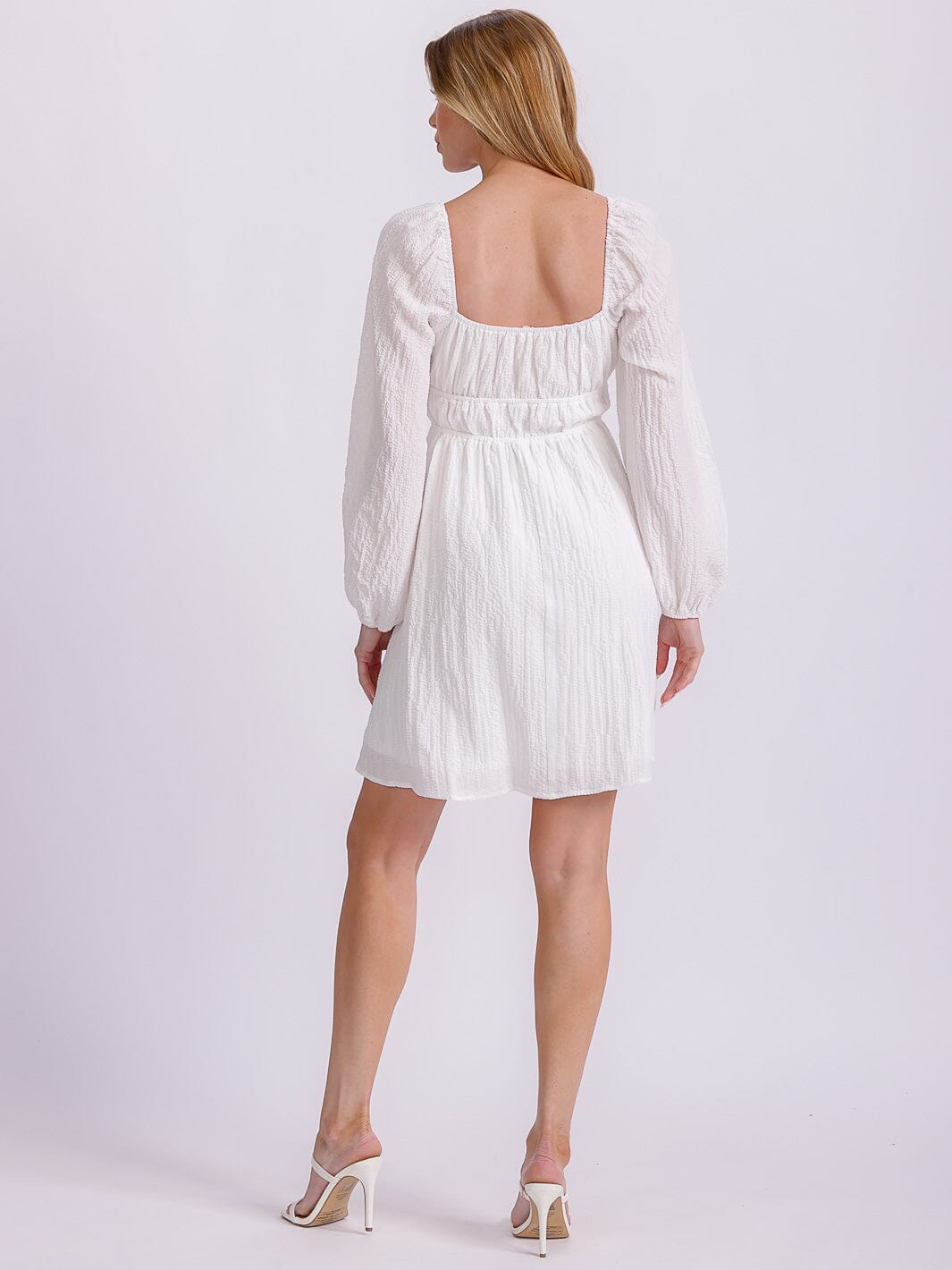 WOMEN'S LONG SLEEVE ELASTIC WAIST DETAILED MINI DRESS