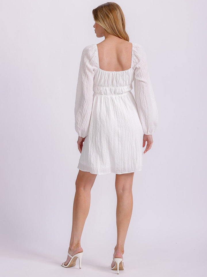 WOMEN'S LONG SLEEVE ELASTIC WAIST DETAILED MINI DRESS