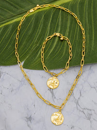 FASHION GOLD CHAIN NECKLACE & BRACELET 2PC SET