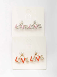 FASHION GOLD & SILVER LOVE PENDANT EARRINGS