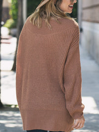WOMEN'S LONG SLEEVE V-NECK CABLE KNIT PULLOVER SWEATER