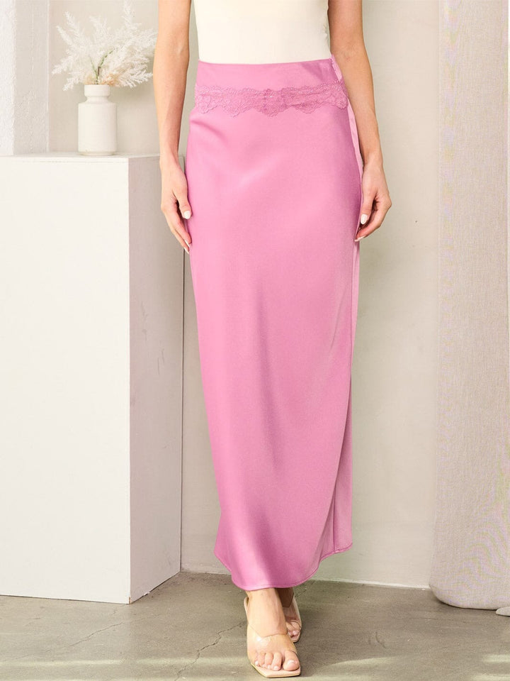 WOMEN'S FRONT LACE DETAILED MAXI SKIRT