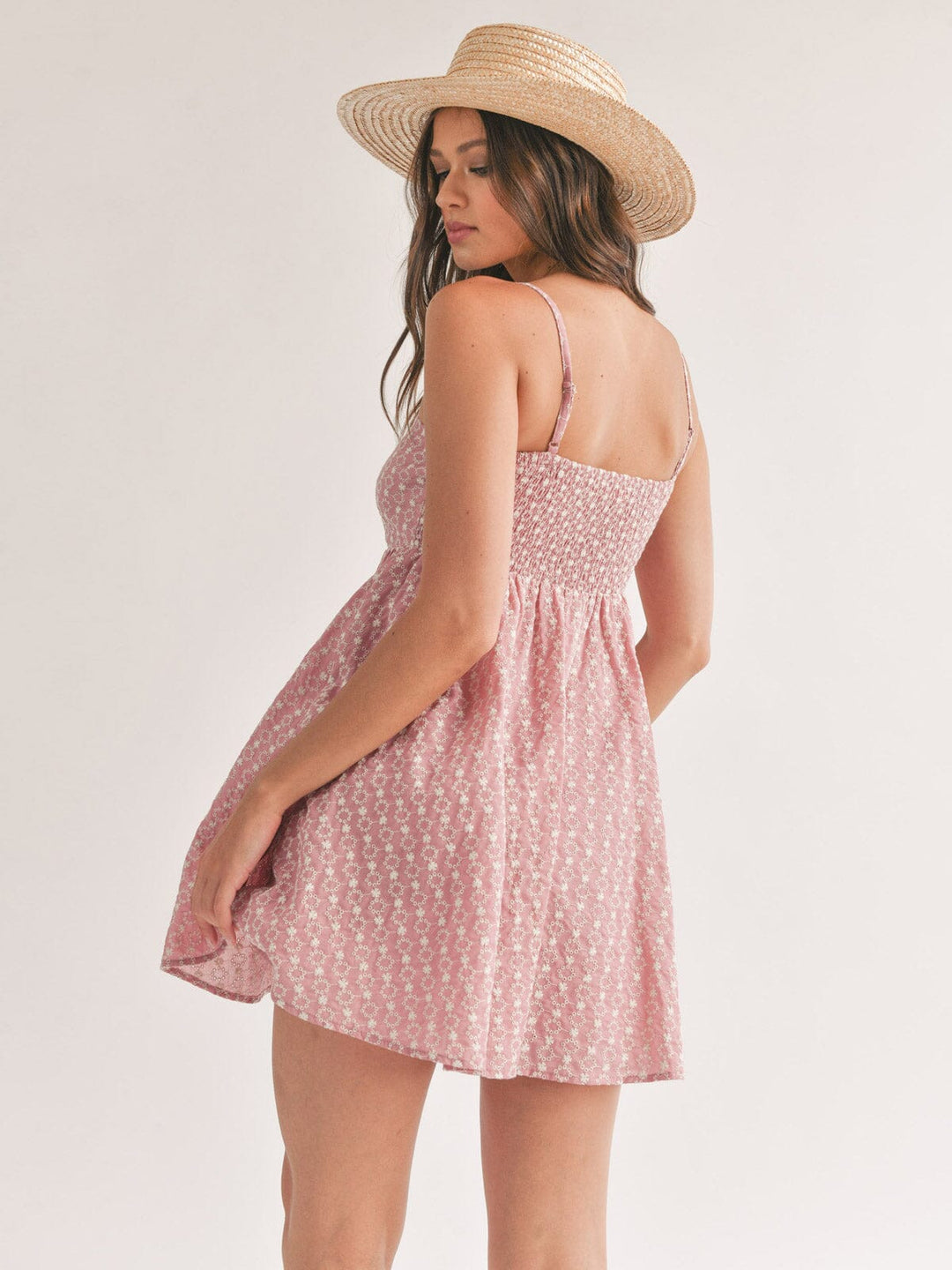 WOMEN'S SLEEVELESS FIT & FLARE EMBROIDERY MINI DRESS