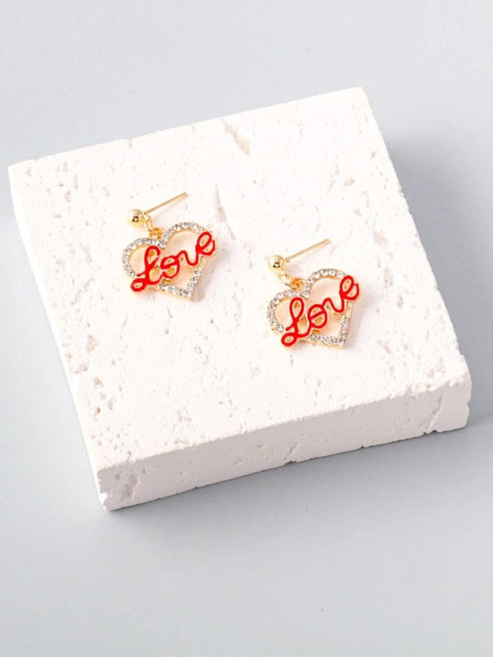 FASHION GOLD HEART LOVE PENDANT EARRINGS