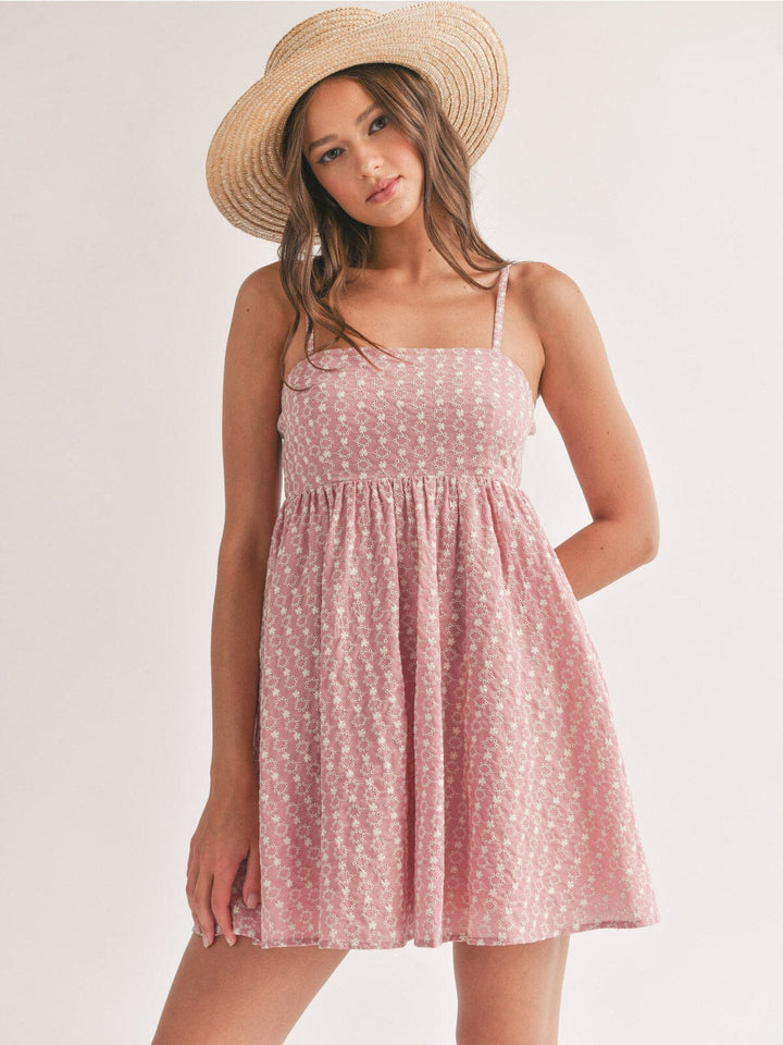 WOMEN'S SLEEVELESS FIT & FLARE EMBROIDERY MINI DRESS