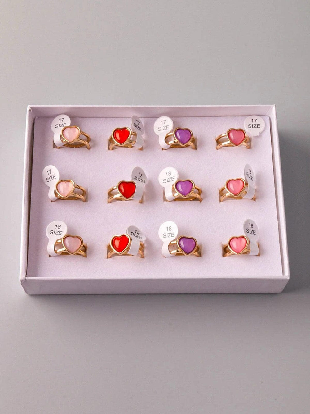 WOMEN'S ASSORTED COLORS HEART RINGS