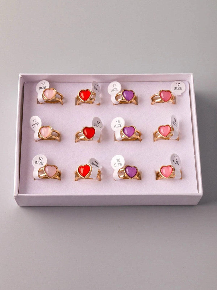 WOMEN'S ASSORTED COLORS HEART RINGS
