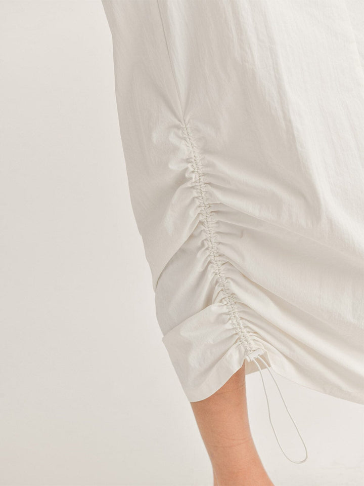 WOMEN'S BUTTON CLOSURE CARGO POCKETS SIDE RUCHED MAXI SKIRT