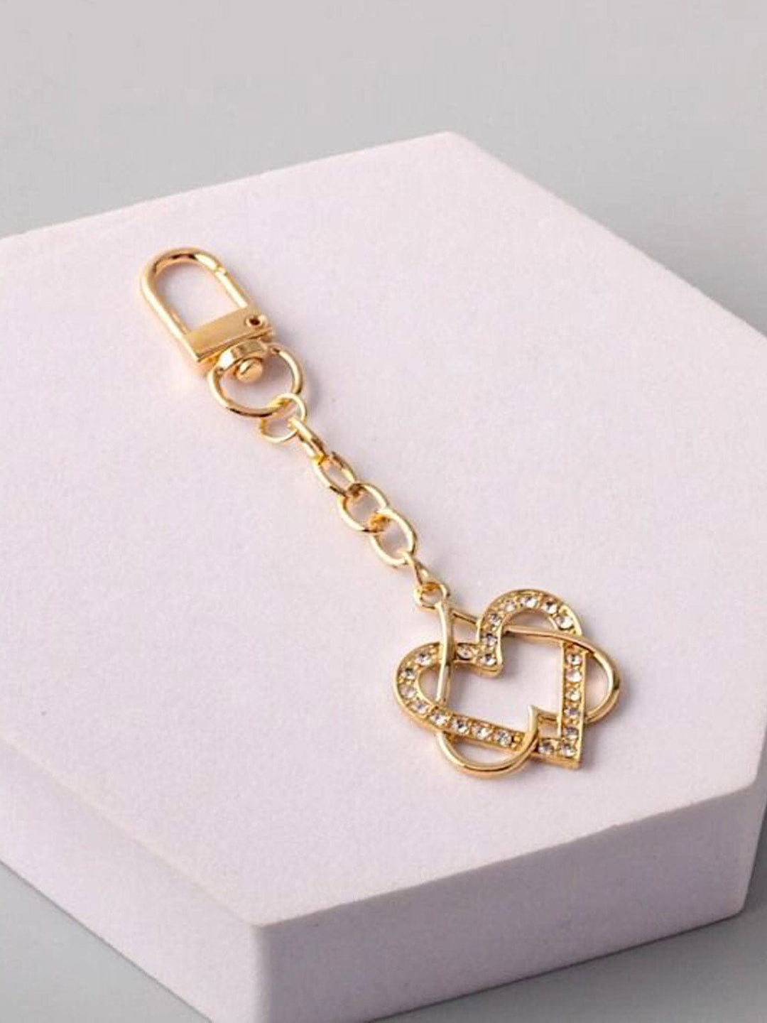 FASHION GOLD&SILVER HEART PENDANT KEYCHAIN