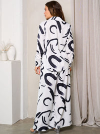WOMEN'S LONG SLEEVE W/BRA & WIDEL LEG PANTS PRINTED 3PC. SET
