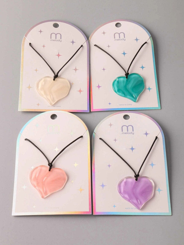 FASHION ASSORTED COLORS HEART PENDANT NECKLACE
