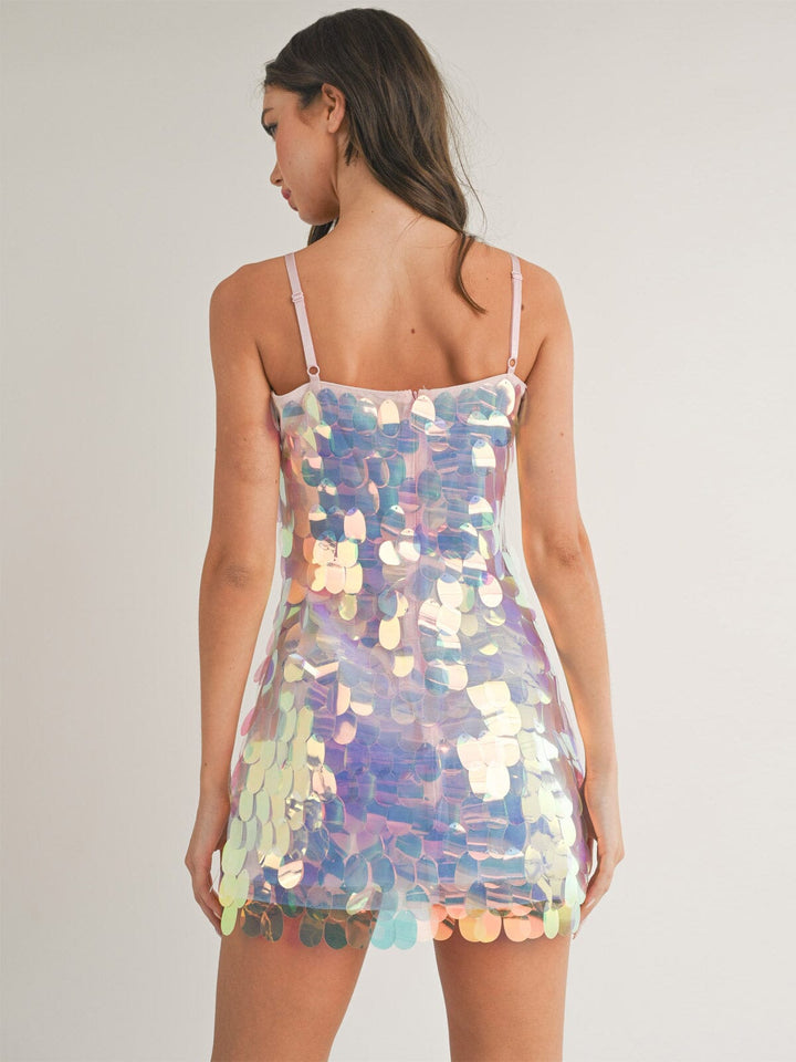 WOMEN'S SLEEVELESS BODYCON SEQUINS MINI DRESS