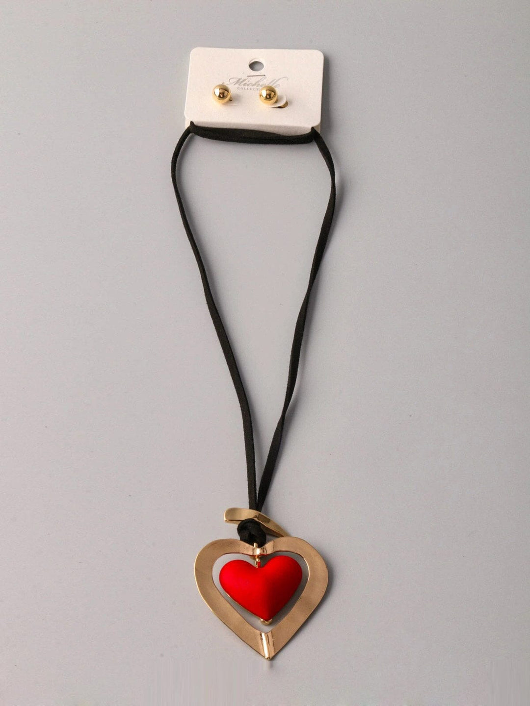 FASHION STUD EARRINGS & HEART PENDANT NECKLACE SET