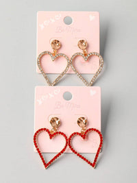 FASHION ASSORTED COLORS HEART EARRINGS