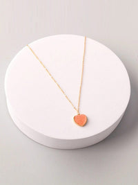 FASHION RED & PINK FROSTED HEART PENDANT NECKLACE