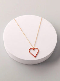 FASHION RED & WHITE HEART PENDANT NECKLACE