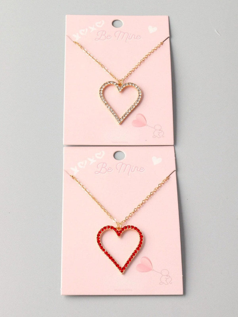 FASHION RED & WHITE HEART PENDANT NECKLACE