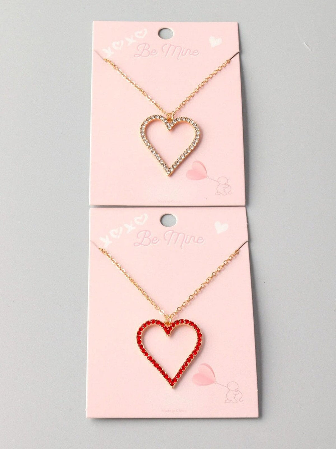 FASHION RED & WHITE HEART PENDANT NECKLACE