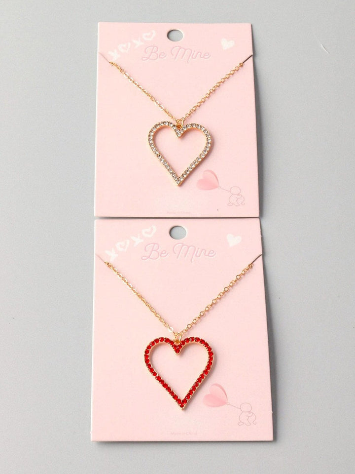 FASHION RED & WHITE HEART PENDANT NECKLACE