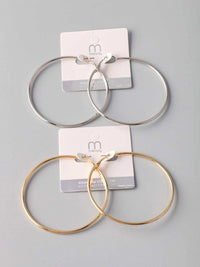 FASHION STAINLESS STEEL GOLD & SILVER HOOPS EARRINGS