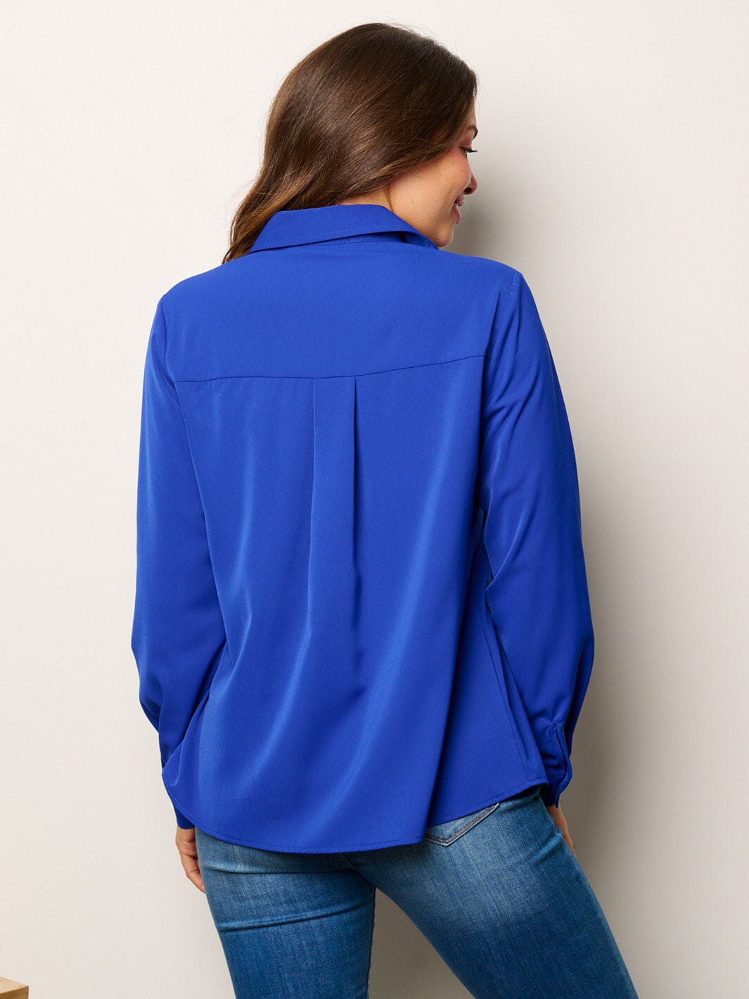 WOMEN'S LONG SLEEVE BUTTON UP FRONT POCKETS BLOUSE TOP