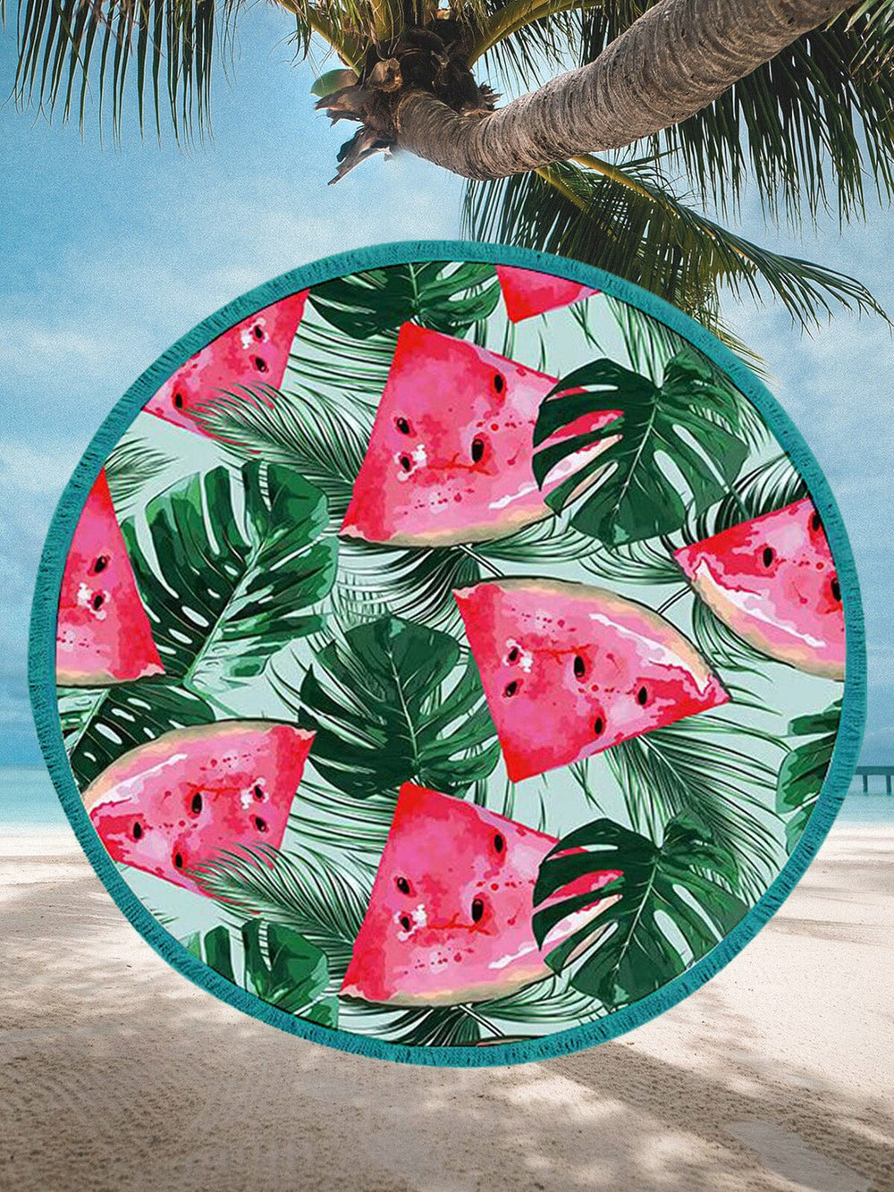 WATERMELON FRINGE EDGE BEACH TOWEL