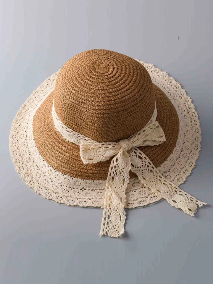 FASHION LACE BOW TRIM DETAILED SUN HATS