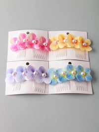 FASHION ASSORTED COLORS FLOWER HAIR COMB BARETTE