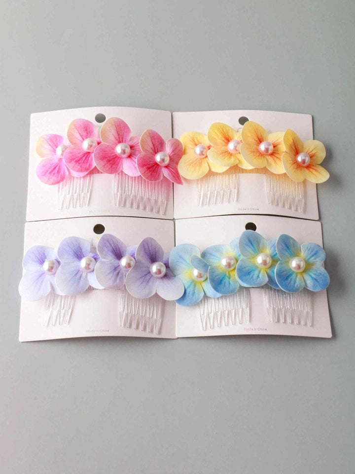 FASHION ASSORTED COLORS FLOWER HAIR COMB BARETTE