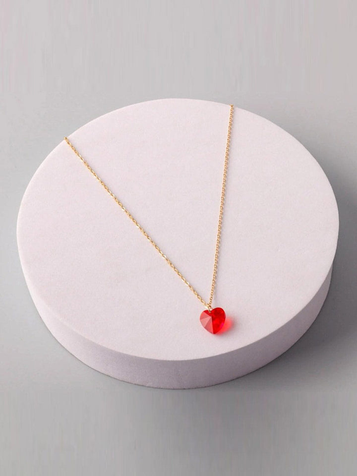 FASHION RED & PINK HEART PENDANT NECKLACE