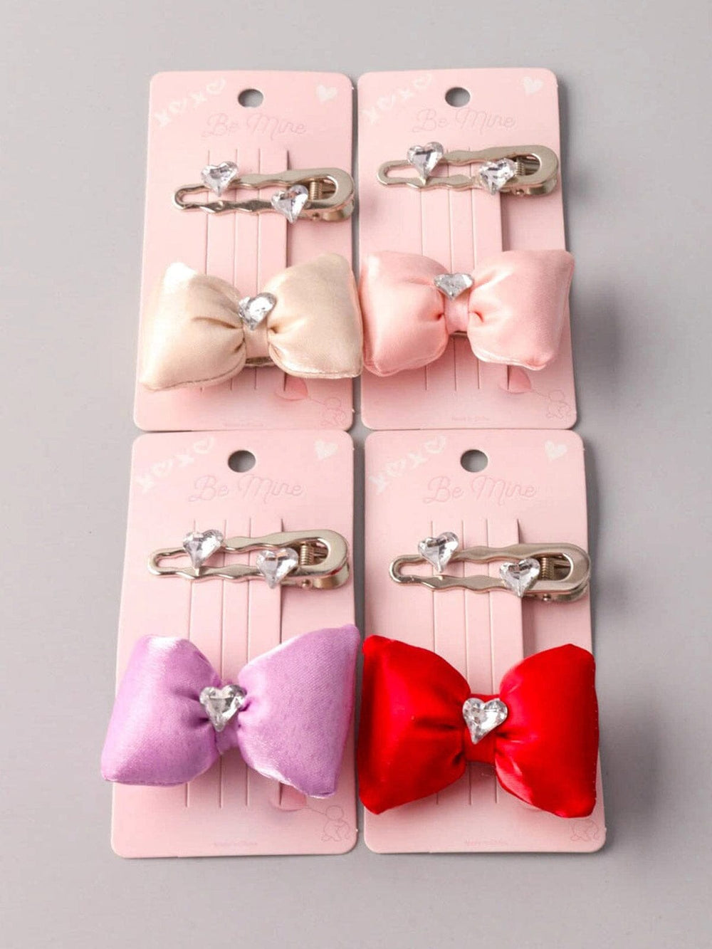 FASHION ASSORTED COLORS HEART BOW HAIR CLIPS