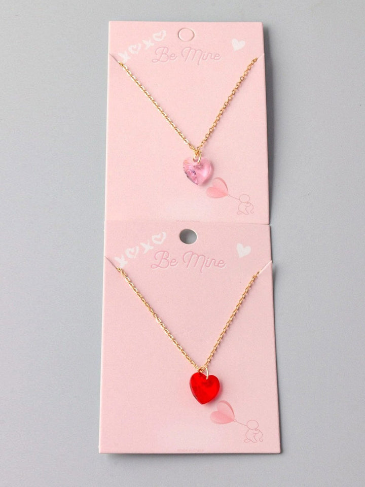 FASHION RED & PINK HEART PENDANT NECKLACE