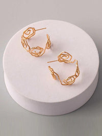 FASHION GOLD & SILVER HALF HOOPS EARRINGS