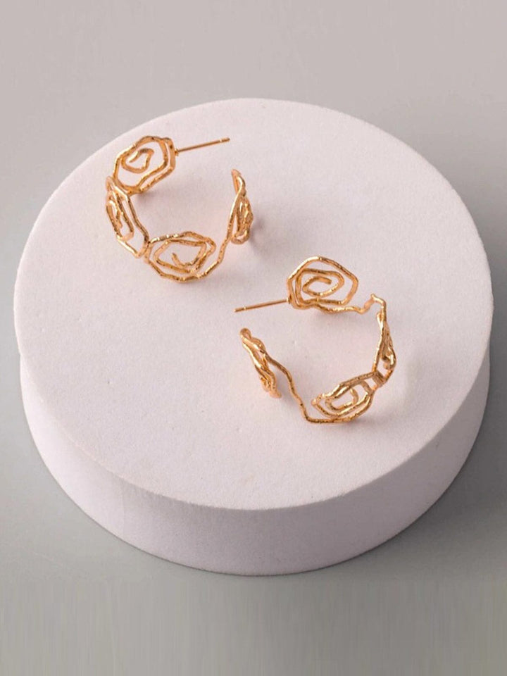 FASHION GOLD & SILVER HALF HOOPS EARRINGS