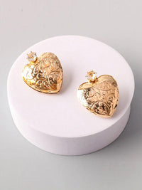 FASHION GOLD & SILVER HEART EARRINGS