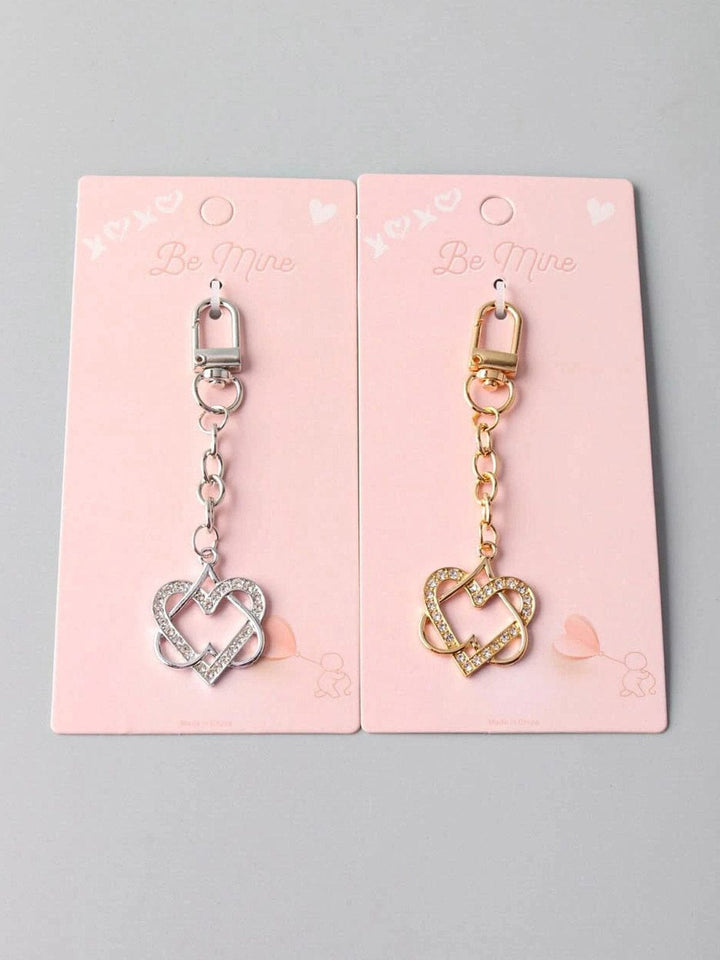 FASHION GOLD&SILVER HEART PENDANT KEYCHAIN
