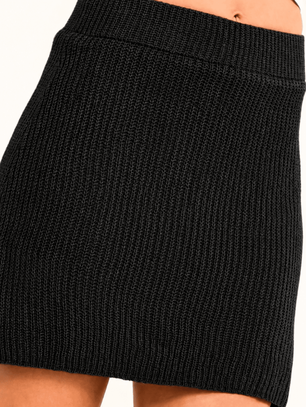 WOMEN'S ELASTIC WAIST KNIT MINI SKIRT