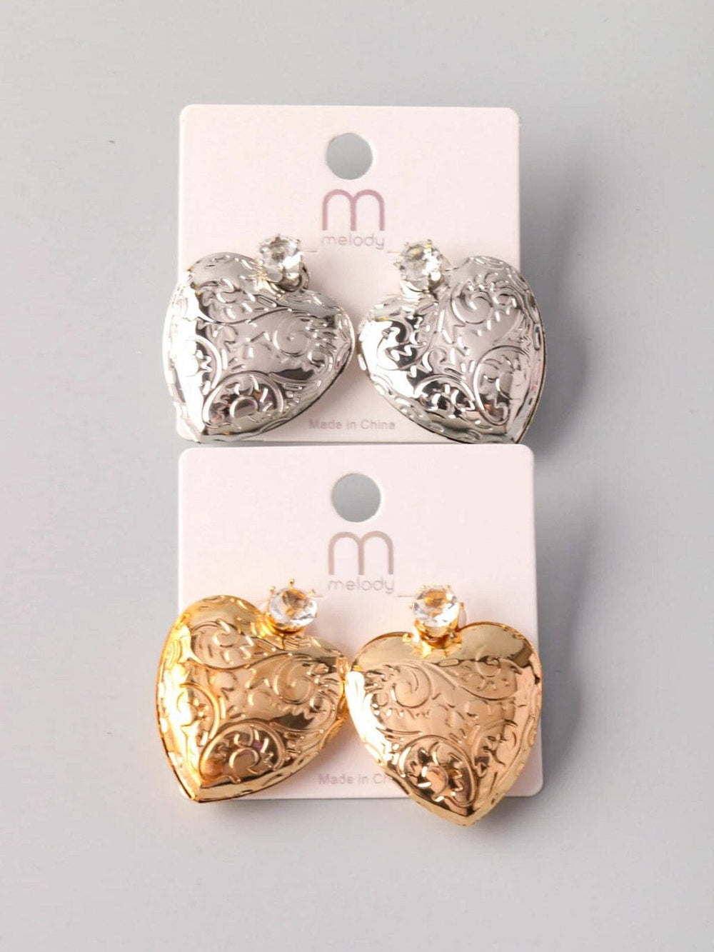 FASHION GOLD & SILVER HEART EARRINGS