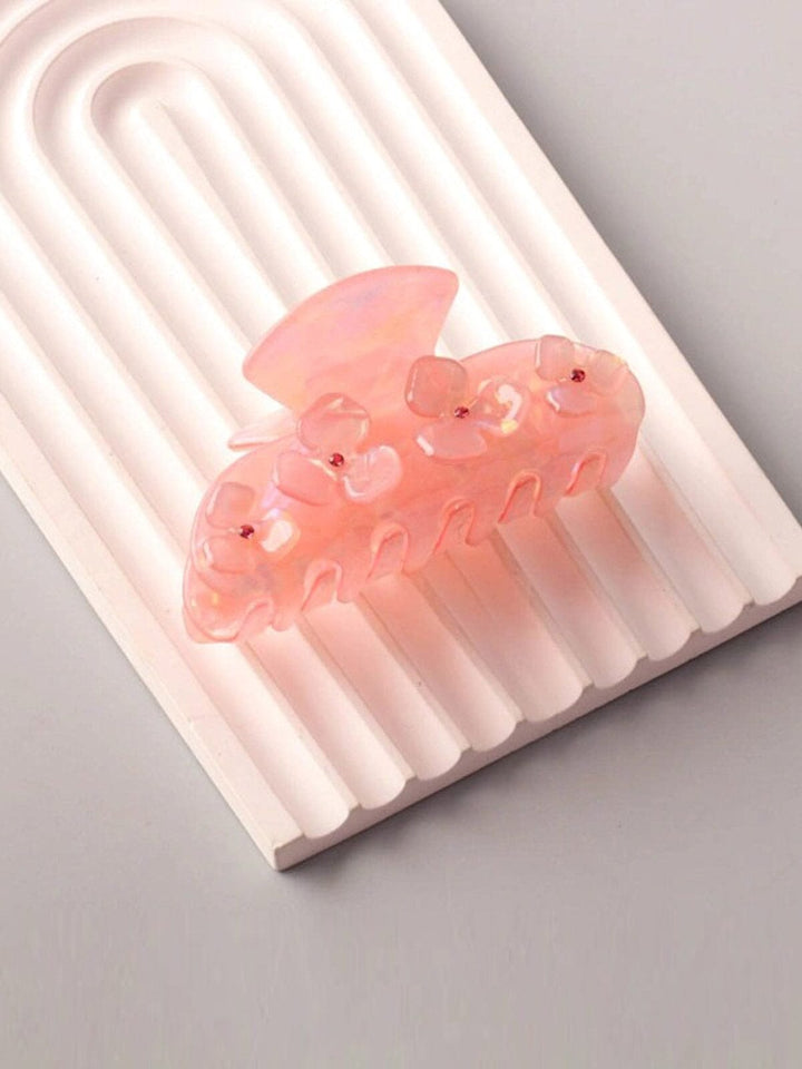 FASHION PINK FLORAL HAIR CLAW CLIPS