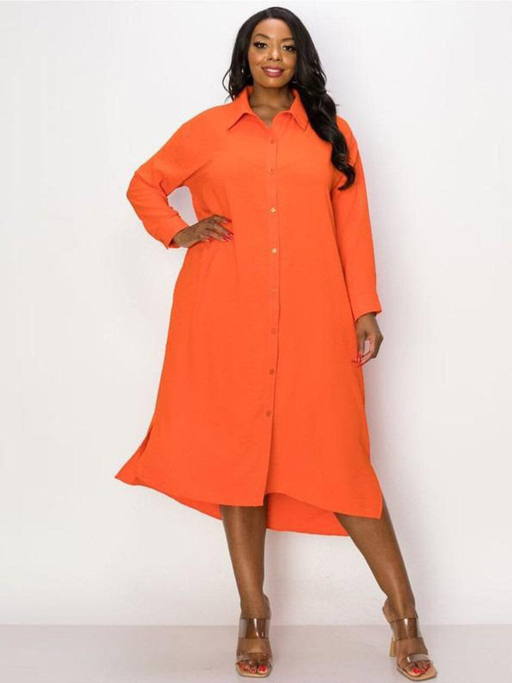 Copy of PLUS SIZE SHORT SLEEVE RUFFLE V-NECK HIGH- LOW MAXI DRESS