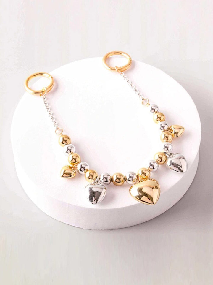 FASHION GOLD & SILVER CHAIN HEART BAG CHARM