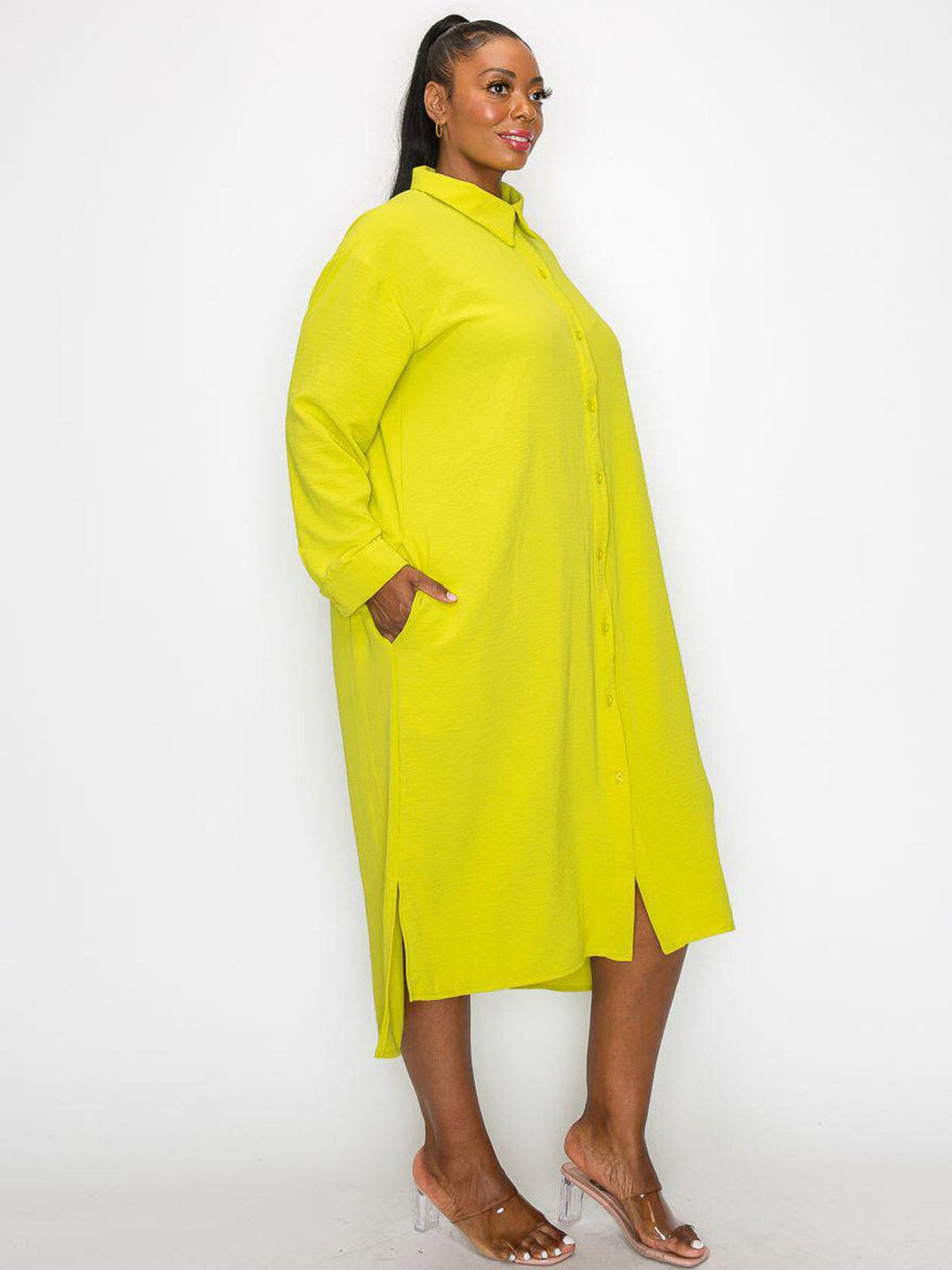 Copy of PLUS SIZE SHORT SLEEVE RUFFLE V-NECK HIGH- LOW MAXI DRESS