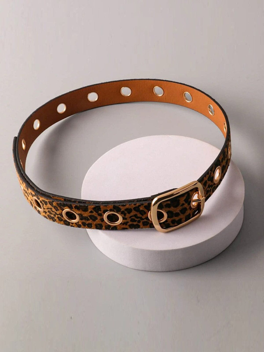 FASHION TWO TONE ANIMAL PRINT BUCKLE WAIST BELT