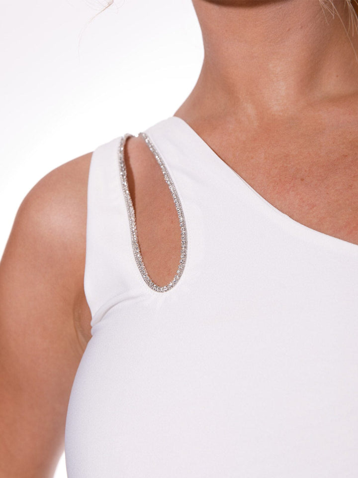 WOMEN'S ONE SHOULDER DETAILED CROP TOP