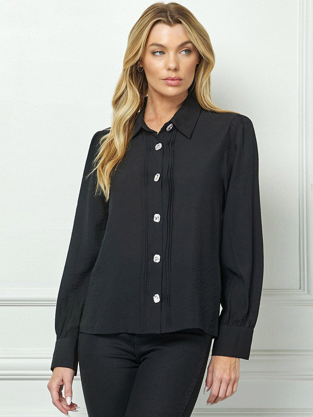 WOMEN'S LONG SLEEVE BUTTON UP BLOUSE TOP