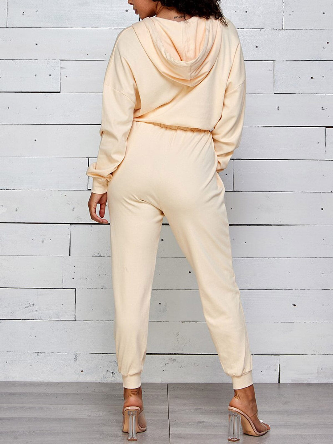 WOMEN'S LONG SLEEVE ZIP UP HOODED JOGGER JUMPSUIT