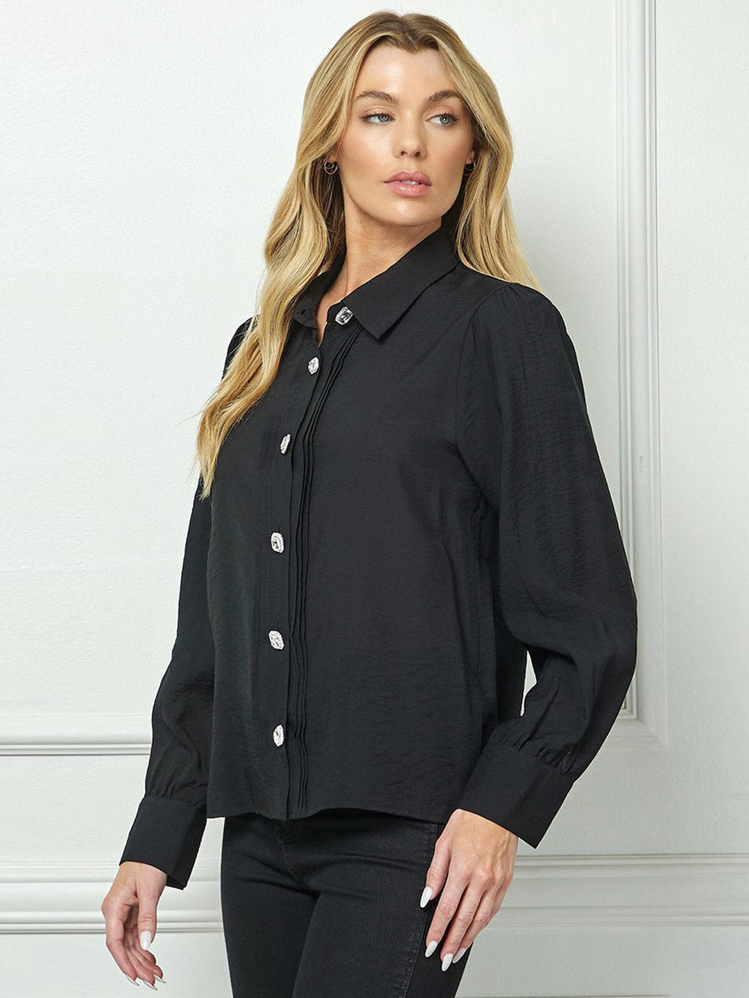 WOMEN'S LONG SLEEVE BUTTON UP BLOUSE TOP