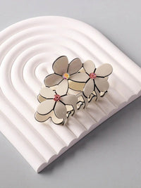 FASHION CREAM & BROWN COLORS FLOWER HAIR CLAW CLIPS